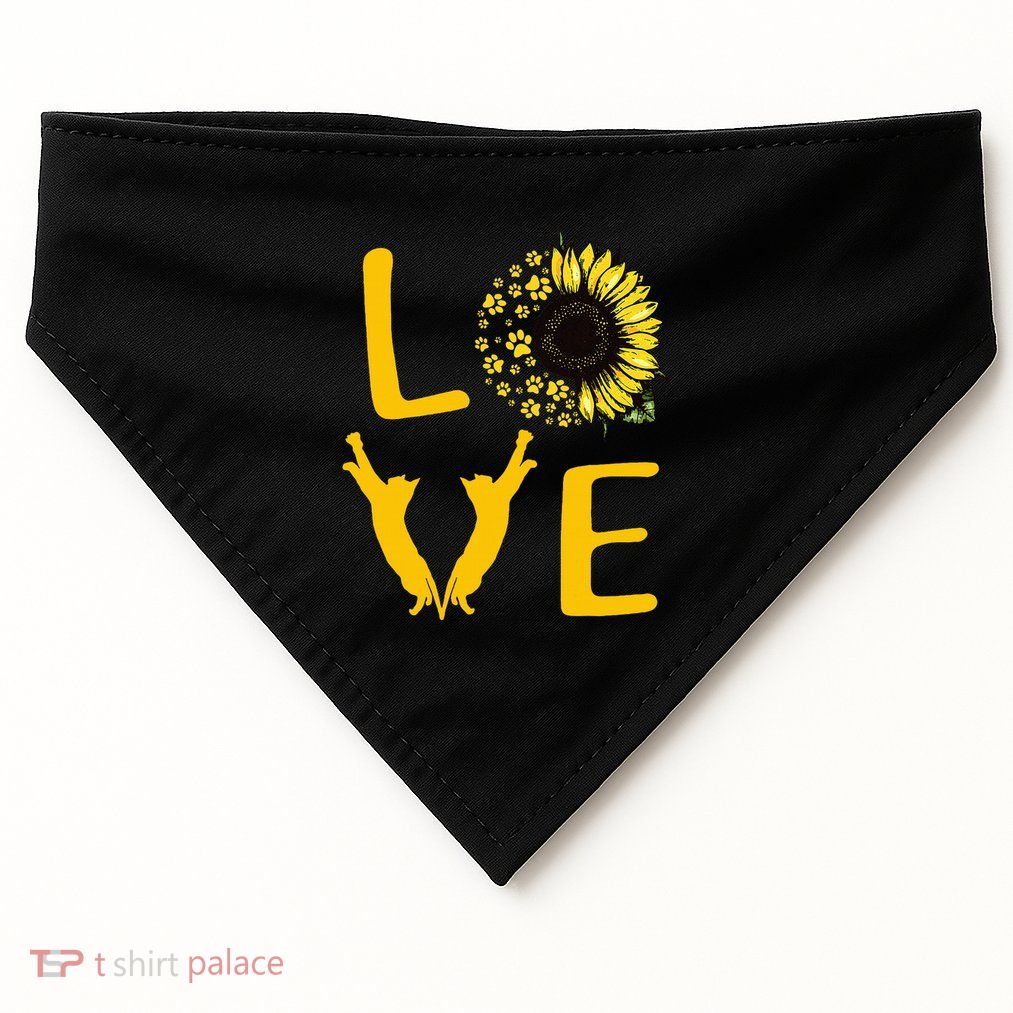 Cat Sunflower Gifts For Cat Lovers Cat Mom USA-Made Doggie Bandana