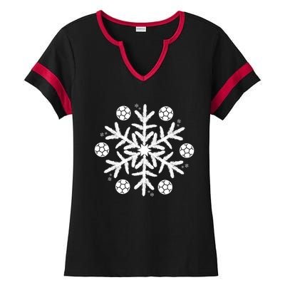 Christmas Soccer Gift Winter Snowflake Gift Ladies Halftime Notch Neck Tee