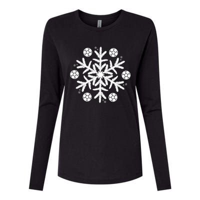 Christmas Soccer Gift Winter Snowflake Gift Womens Cotton Relaxed Long Sleeve T-Shirt