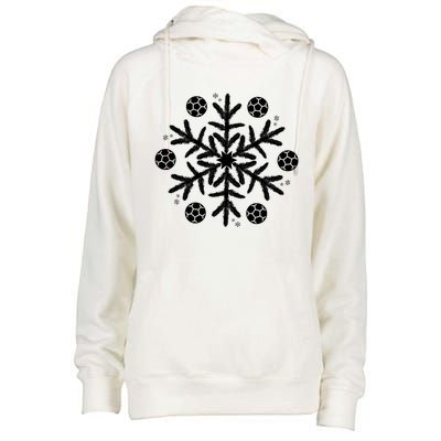 Christmas Soccer Gift Winter Snowflake Gift Womens Funnel Neck Pullover Hood