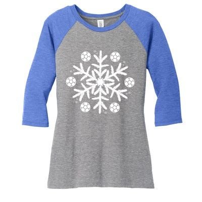 Christmas Soccer Gift Winter Snowflake Gift Women's Tri-Blend 3/4-Sleeve Raglan Shirt