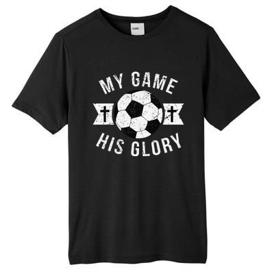 Christian Soccer Gifts Sayings Phrases Cross Tall Fusion ChromaSoft Performance T-Shirt