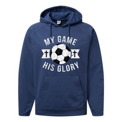 Christian Soccer Gifts Sayings Phrases Cross Performance Fleece Hoodie