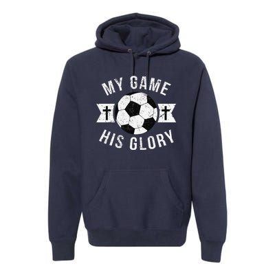 Christian Soccer Gifts Sayings Phrases Cross Premium Hoodie