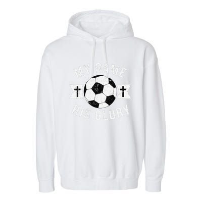 Christian Soccer Gifts Sayings Phrases Cross Garment-Dyed Fleece Hoodie