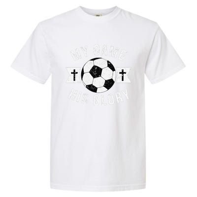 Christian Soccer Gifts Sayings Phrases Cross Garment-Dyed Heavyweight T-Shirt