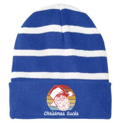 Christmas Sucks Gift Striped Beanie with Solid Band