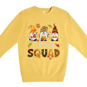 Cna Squad Gnome Nurse Leopard Thanksgiving Fall Stethoscope Premium Crewneck Sweatshirt