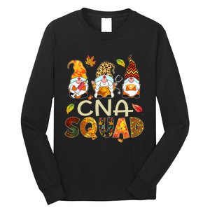 Cna Squad Gnome Nurse Leopard Thanksgiving Fall Stethoscope Long Sleeve Shirt