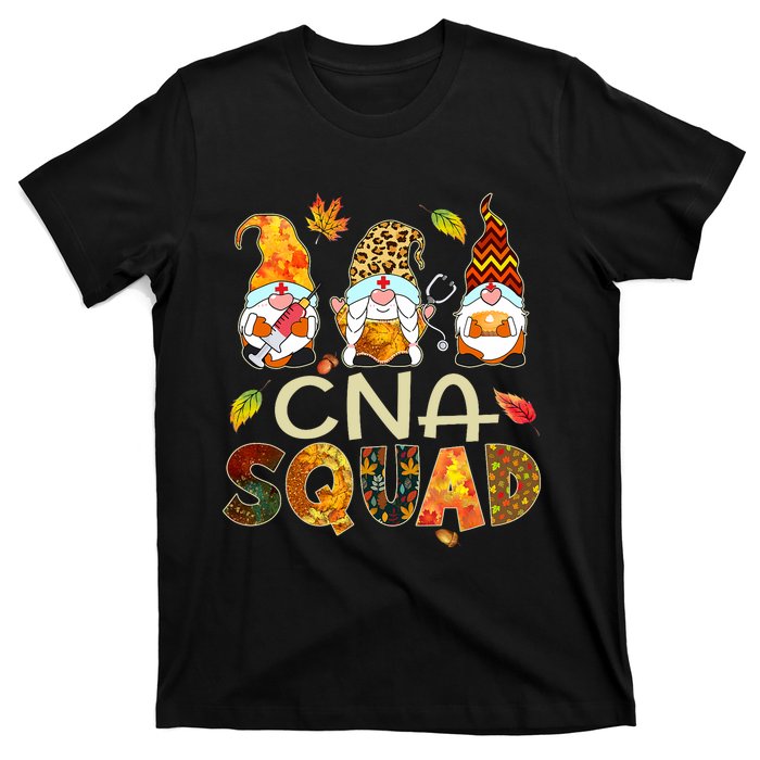 Cna Squad Gnome Nurse Leopard Thanksgiving Fall Stethoscope T-Shirt