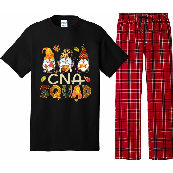 Cna Squad Gnome Nurse Leopard Thanksgiving Fall Stethoscope Pajama Set