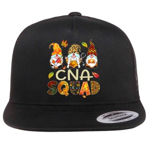 Cna Squad Gnome Nurse Leopard Thanksgiving Fall Stethoscope Flat Bill Trucker Hat