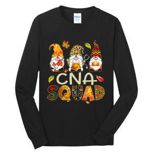 Cna Squad Gnome Nurse Leopard Thanksgiving Fall Stethoscope Tall Long Sleeve T-Shirt