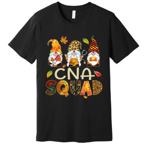 Cna Squad Gnome Nurse Leopard Thanksgiving Fall Stethoscope Premium T-Shirt