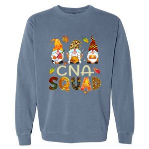 Cna Squad Gnome Nurse Leopard Thanksgiving Fall Stethoscope Garment-Dyed Sweatshirt