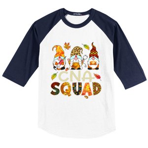 Cna Squad Gnome Nurse Leopard Thanksgiving Fall Stethoscope Baseball Sleeve Shirt