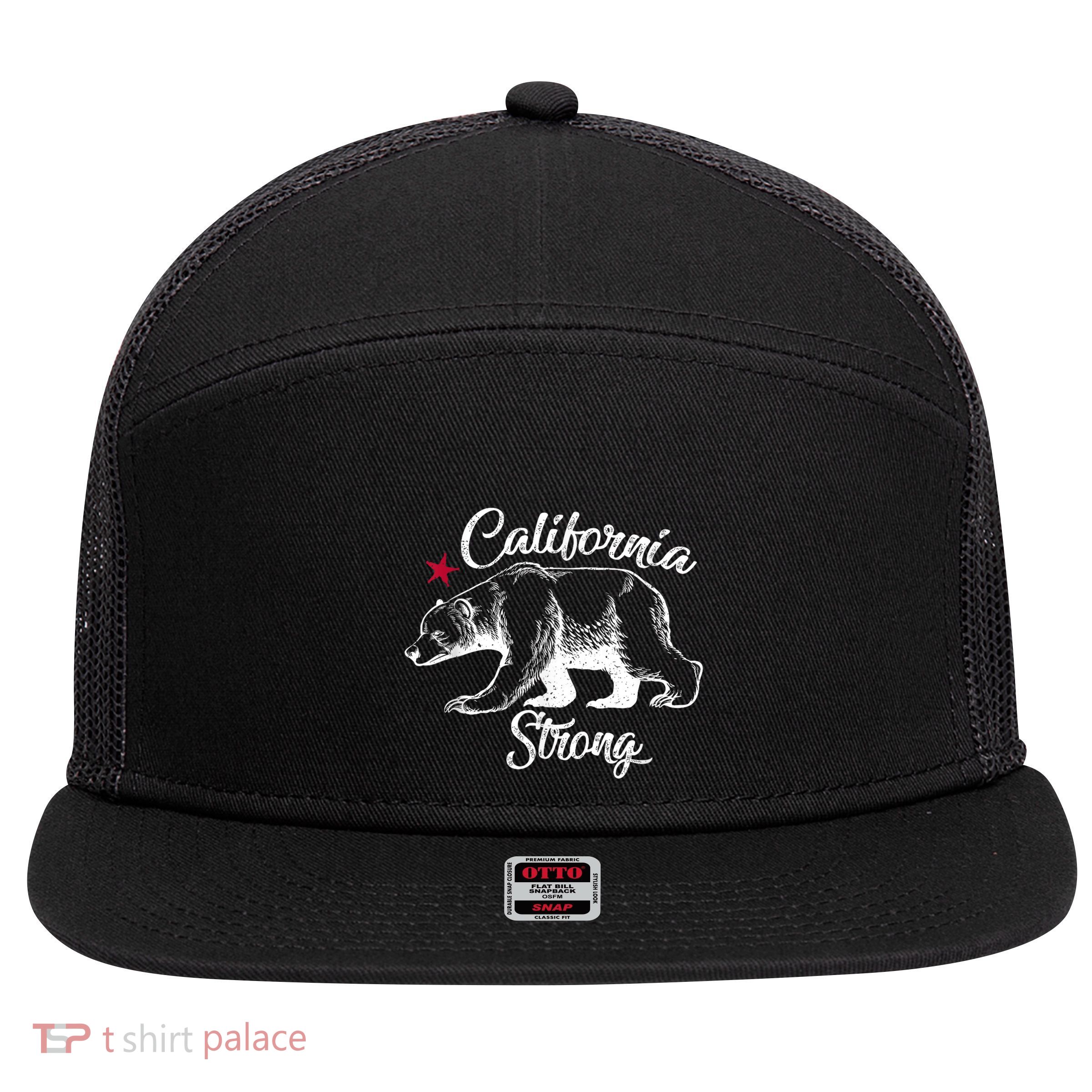California Strong Grizzly Bear 7 Panel Mesh Trucker Snapback Hat