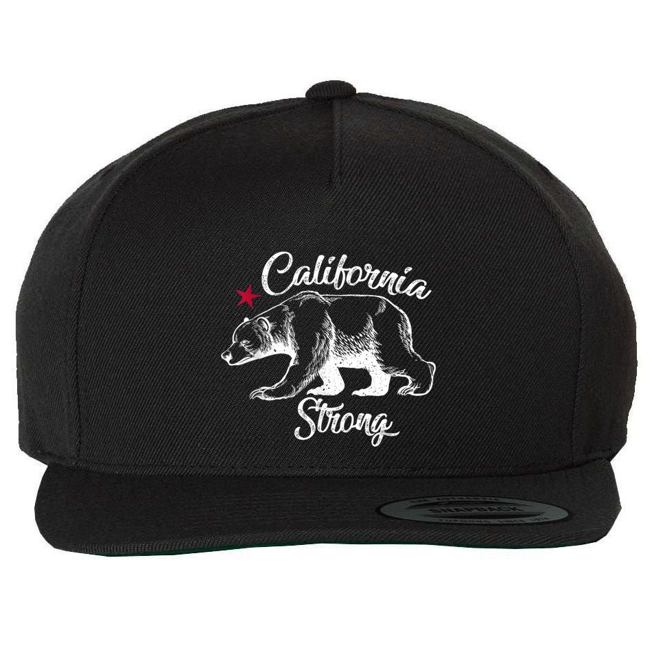California Strong Grizzly Bear Wool Snapback Cap