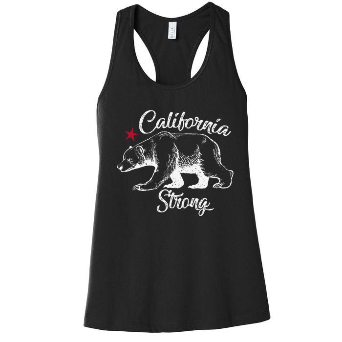 California Strong Grizzly Bear Gift Women's Racerback Tank