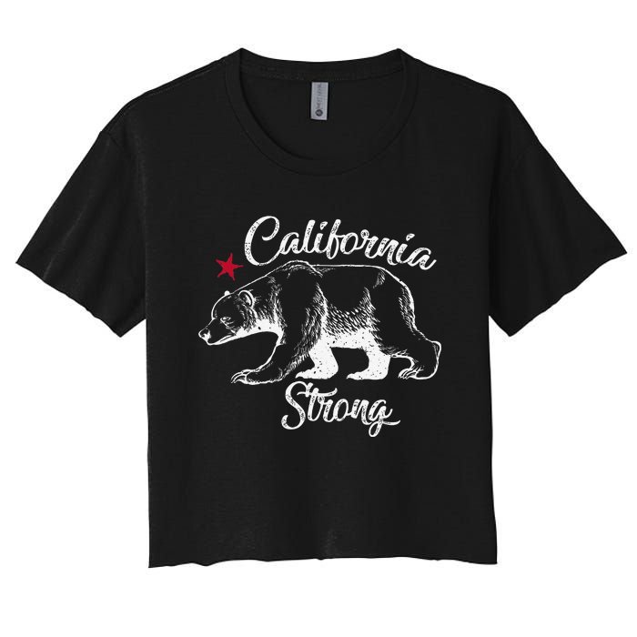 California Strong Grizzly Bear Gift Women's Crop Top Tee