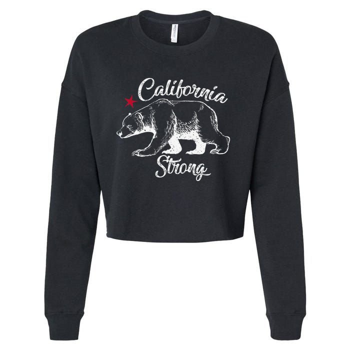 California Strong Grizzly Bear Gift Cropped Pullover Crew