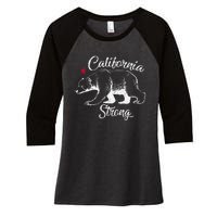 California Strong Grizzly Bear Gift Women's Tri-Blend 3/4-Sleeve Raglan Shirt