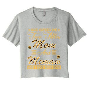 Cute Sunflower God Gifted Me Two Titles Mom And Memaw Cute Gift Women's Crop Top Tee