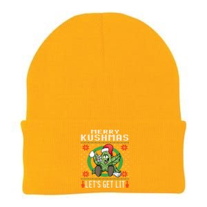 Cannabis Stoner Gift Marijuana Ugly Christmas LetS Get Lit Gift Knit Cap Winter Beanie