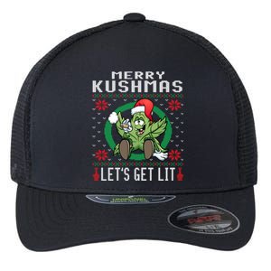 Cannabis Stoner Gift Marijuana Ugly Christmas LetS Get Lit Gift Flexfit Unipanel Trucker Cap