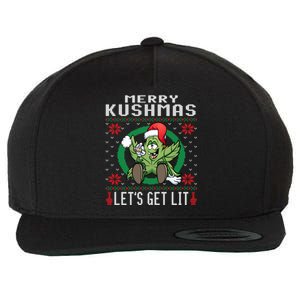 Cannabis Stoner Gift Marijuana Ugly Christmas LetS Get Lit Gift Wool Snapback Cap