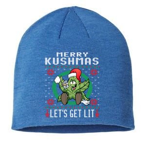 Cannabis Stoner Gift Marijuana Ugly Christmas LetS Get Lit Gift Sustainable Beanie