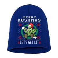 Cannabis Stoner Gift Marijuana Ugly Christmas LetS Get Lit Gift Short Acrylic Beanie