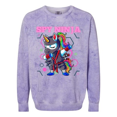 Cool Spy Gaming Ninja Gamer Unicorn Ninja Colorblast Crewneck Sweatshirt