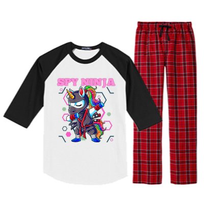 Cool Spy Gaming Ninja Gamer Unicorn Ninja Raglan Sleeve Pajama Set