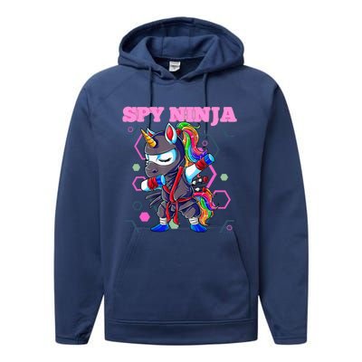 Cool Spy Gaming Ninja Gamer Unicorn Ninja Performance Fleece Hoodie