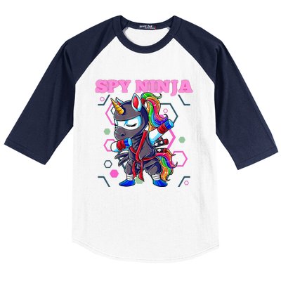 Cool Spy Gaming Ninja Gamer Unicorn Ninja Baseball Sleeve Shirt