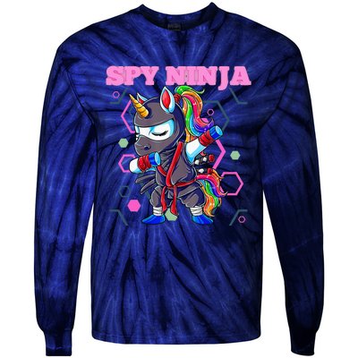 Cool Spy Gaming Ninja Gamer Unicorn Ninja Tie-Dye Long Sleeve Shirt