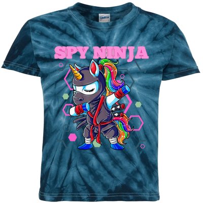 Cool Spy Gaming Ninja Gamer Unicorn Ninja Kids Tie-Dye T-Shirt