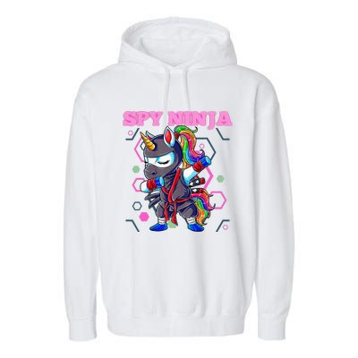 Cool Spy Gaming Ninja Gamer Unicorn Ninja Garment-Dyed Fleece Hoodie