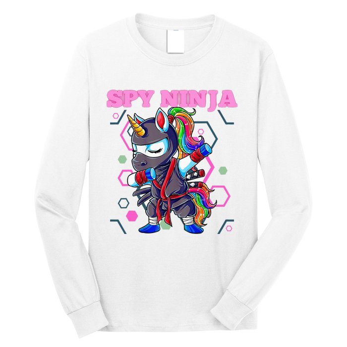 Cool Spy Gaming Ninja Gamer Unicorn Ninja Long Sleeve Shirt