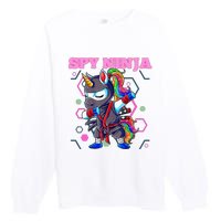 Cool Spy Gaming Ninja Gamer Unicorn Ninja Premium Crewneck Sweatshirt