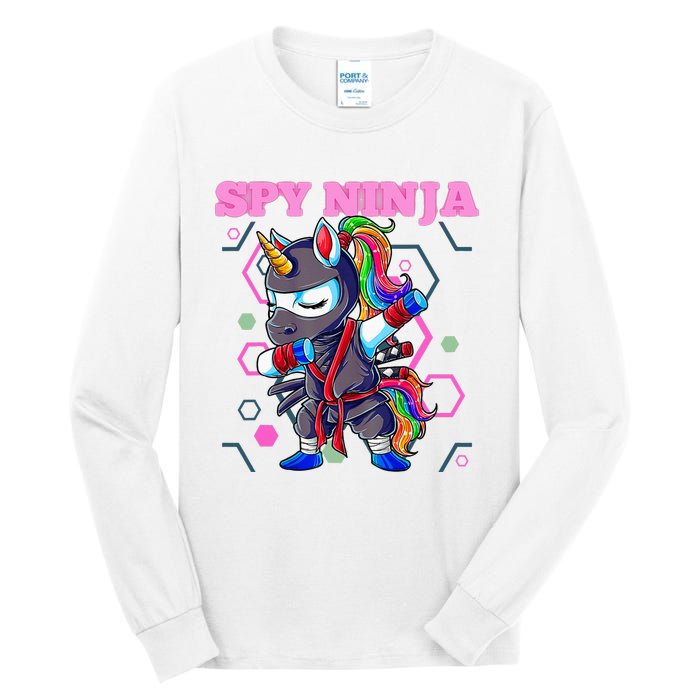 Cool Spy Gaming Ninja Gamer Unicorn Ninja Tall Long Sleeve T-Shirt