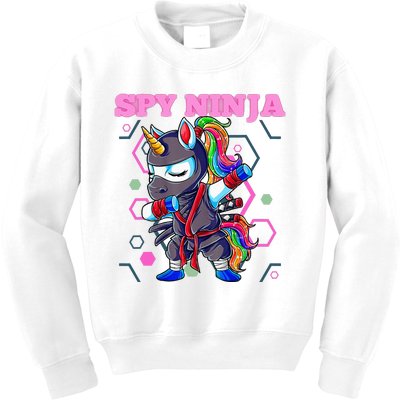 Cool Spy Gaming Ninja Gamer Unicorn Ninja Kids Sweatshirt