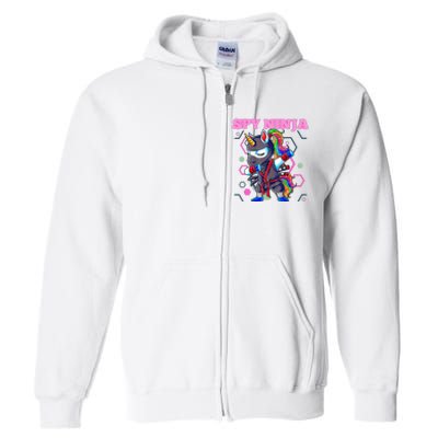 Cool Spy Gaming Ninja Gamer Unicorn Ninja Full Zip Hoodie