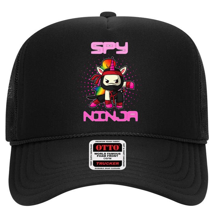 Cool Spy Gaming Ninja Gamer Unicorn Ninja High Crown Mesh Back Trucker Hat