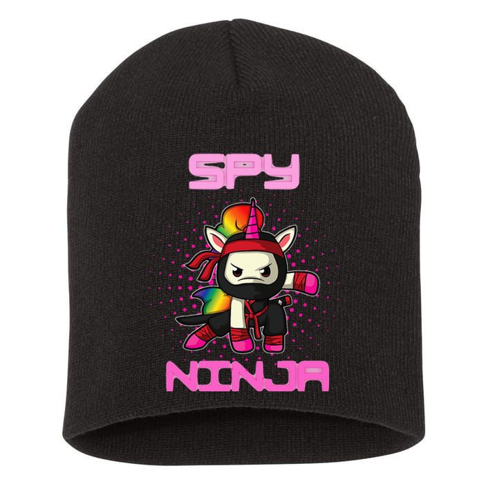 Cool Spy Gaming Ninja Gamer Unicorn Ninja Short Acrylic Beanie