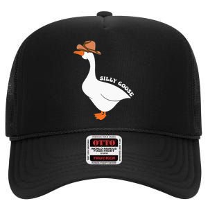 Cute Silly Goose Ugly Xmas Funny Goose Trendy Clothing High Crown Mesh Back Trucker Hat