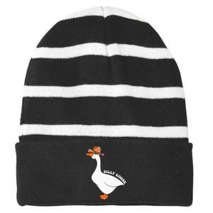 Cute Silly Goose Ugly Xmas Funny Goose Trendy Clothing Striped Beanie with Solid Band