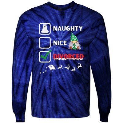 Christmas Santa Gnome Naughty Nice List Funny Gift Tie-Dye Long Sleeve Shirt