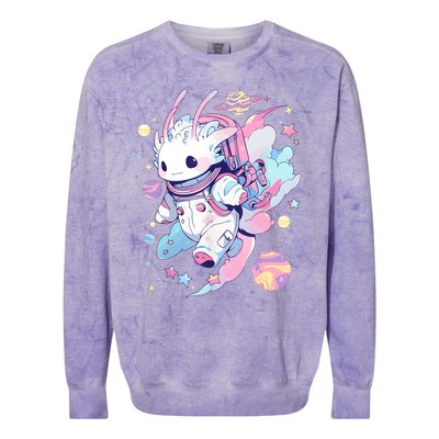 Cute Space Galaxy Axolotl Pastel Goth Aesthetic Nu Goth Colorblast Crewneck Sweatshirt